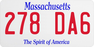 MA license plate 278DA6