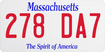 MA license plate 278DA7