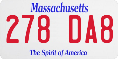 MA license plate 278DA8