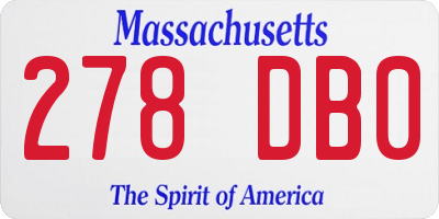MA license plate 278DB0