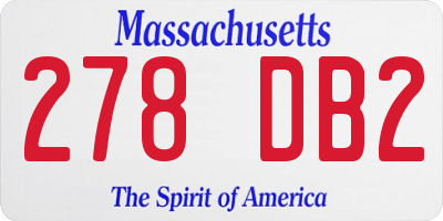 MA license plate 278DB2