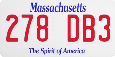 MA license plate 278DB3