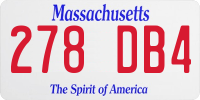 MA license plate 278DB4