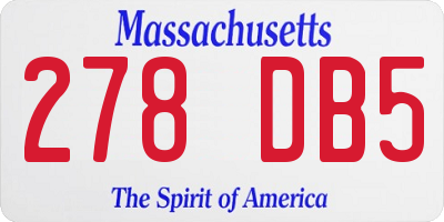 MA license plate 278DB5