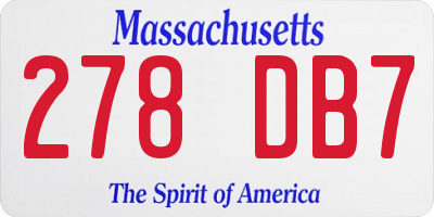 MA license plate 278DB7