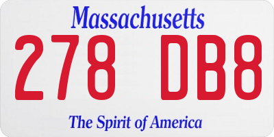 MA license plate 278DB8