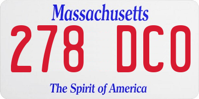 MA license plate 278DC0