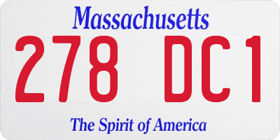 MA license plate 278DC1