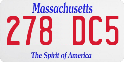 MA license plate 278DC5