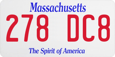 MA license plate 278DC8