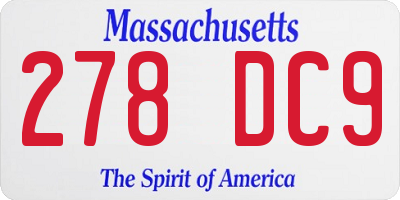 MA license plate 278DC9