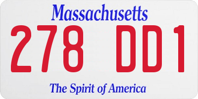 MA license plate 278DD1