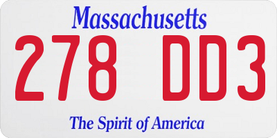 MA license plate 278DD3