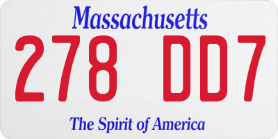 MA license plate 278DD7