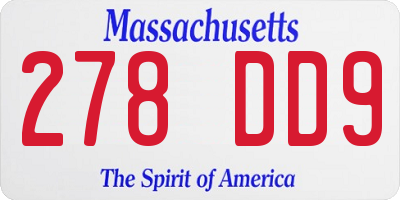 MA license plate 278DD9