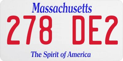MA license plate 278DE2