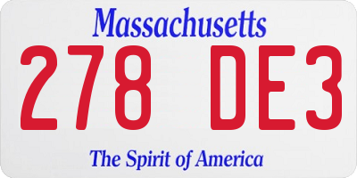 MA license plate 278DE3