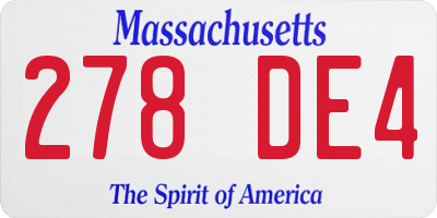 MA license plate 278DE4