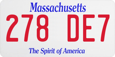 MA license plate 278DE7