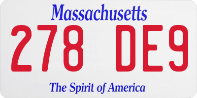 MA license plate 278DE9