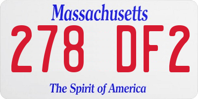MA license plate 278DF2