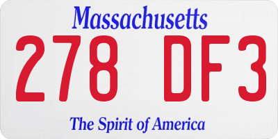 MA license plate 278DF3
