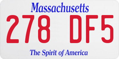 MA license plate 278DF5