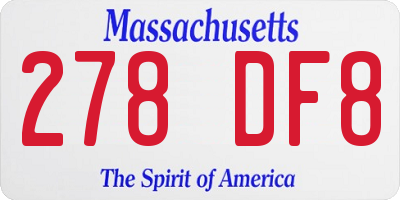 MA license plate 278DF8