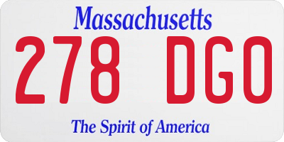 MA license plate 278DG0