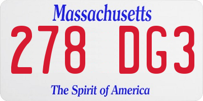 MA license plate 278DG3