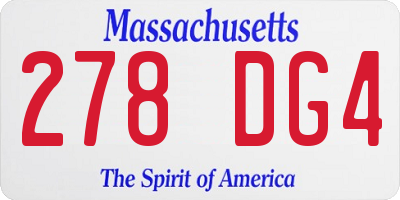 MA license plate 278DG4