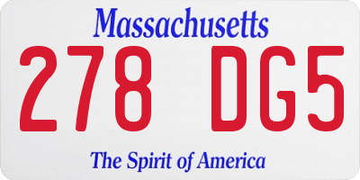 MA license plate 278DG5