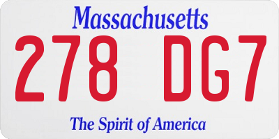 MA license plate 278DG7