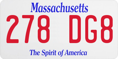 MA license plate 278DG8