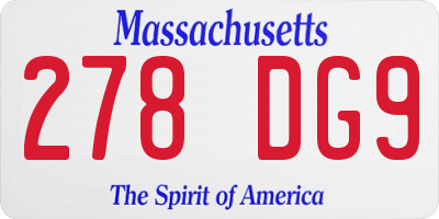 MA license plate 278DG9