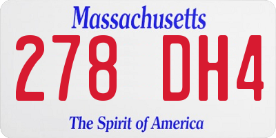 MA license plate 278DH4