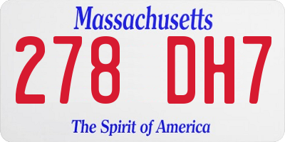 MA license plate 278DH7