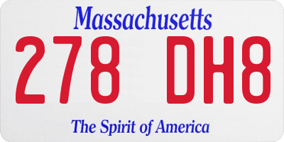 MA license plate 278DH8