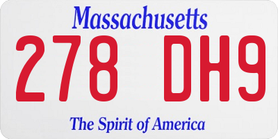 MA license plate 278DH9