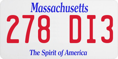 MA license plate 278DI3