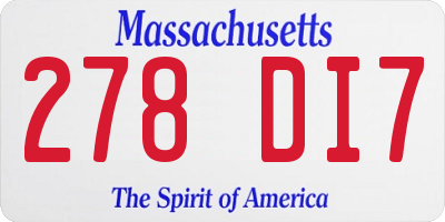 MA license plate 278DI7