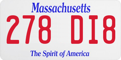 MA license plate 278DI8