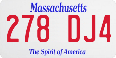 MA license plate 278DJ4