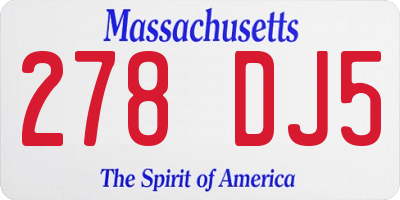 MA license plate 278DJ5