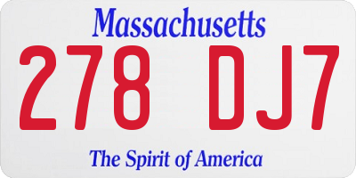 MA license plate 278DJ7