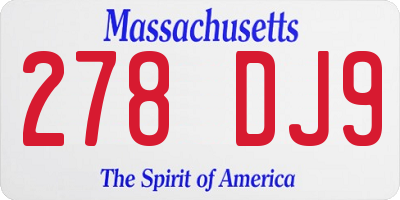 MA license plate 278DJ9