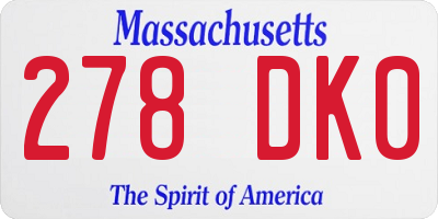 MA license plate 278DK0