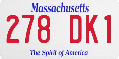 MA license plate 278DK1