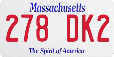 MA license plate 278DK2
