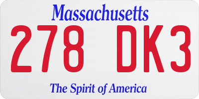 MA license plate 278DK3